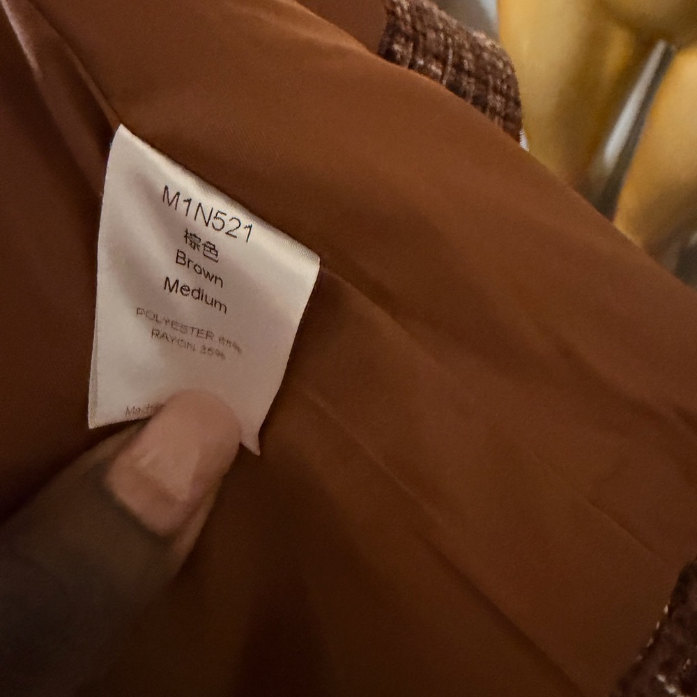 Double-Breasted Brown Tweed Blazer Jacket - Picture 7 of 9